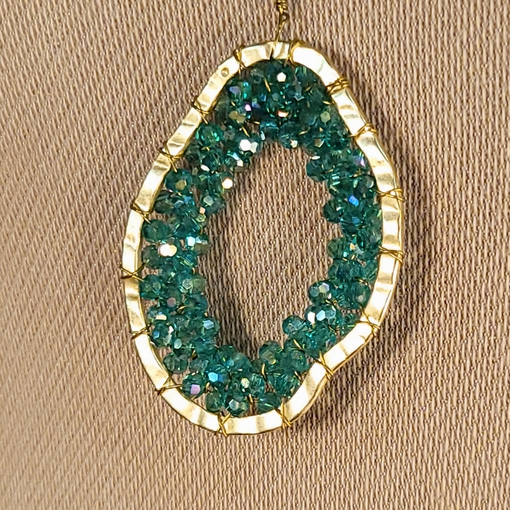 Teal Blue Crystal Beaded Necklace - Picture 5 of 11
